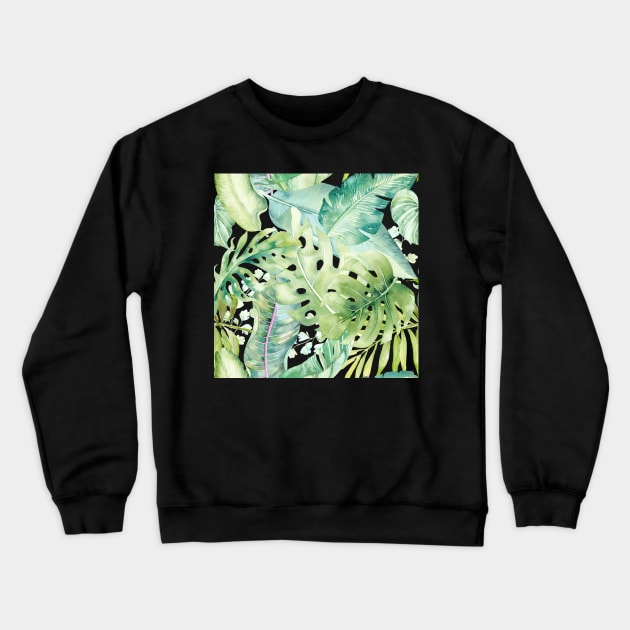 Sage Green Tropical Foliage Crewneck Sweatshirt by PixDezines